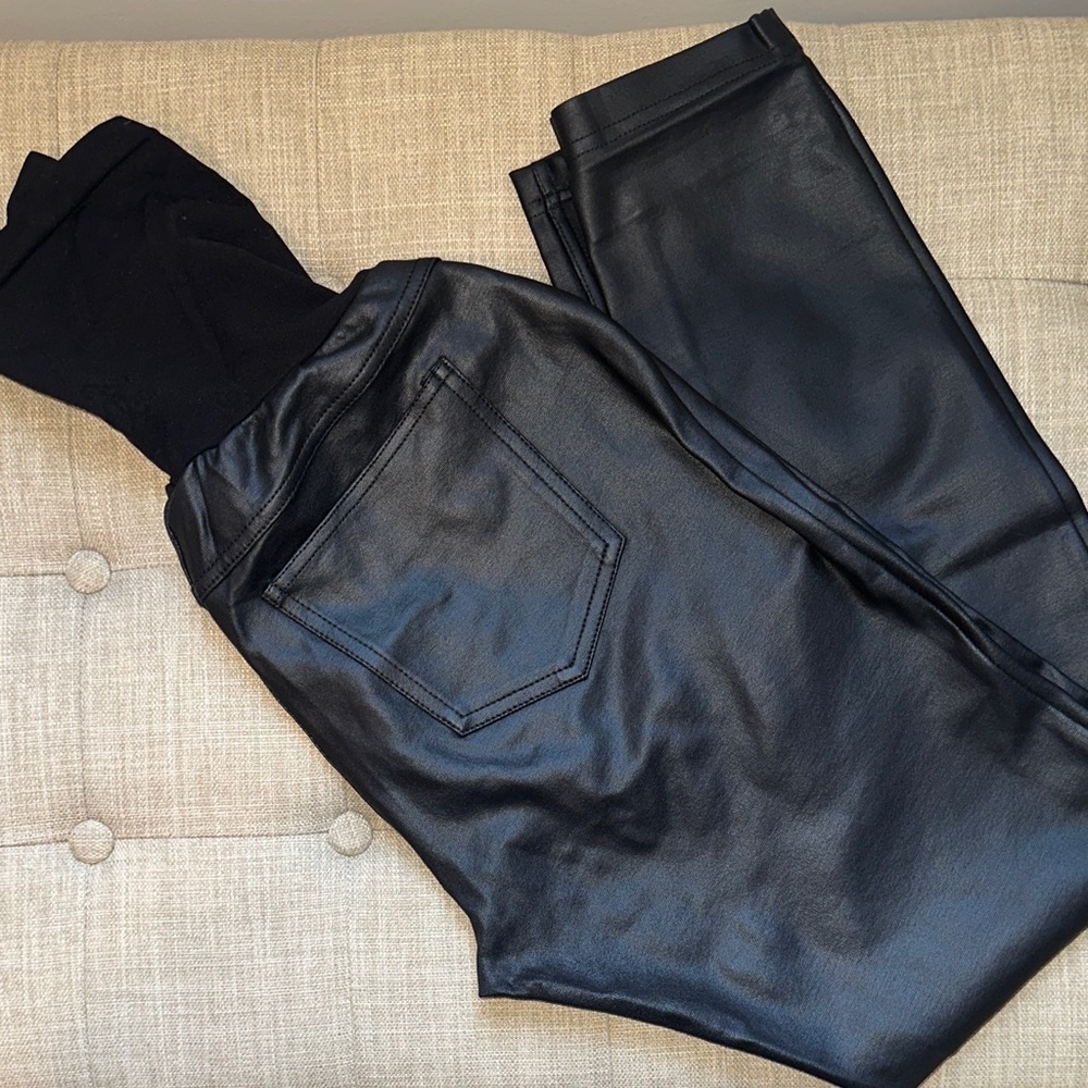 Jessica Simpson Maternity Black Faux Leather Pants - Size M